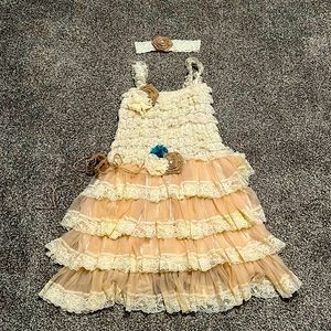 Youth 4X vintage/farm style flower girl dress